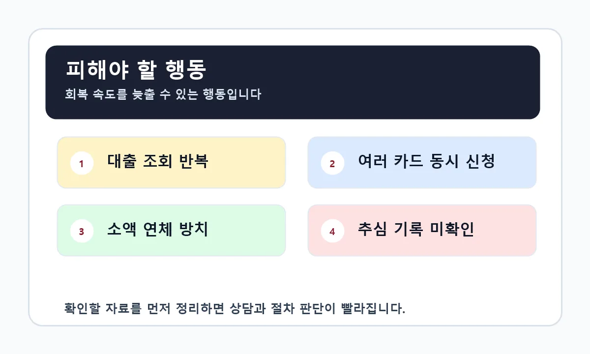 개인회생 면책 후 신용점수 회복을 늦출 수 있는 행동