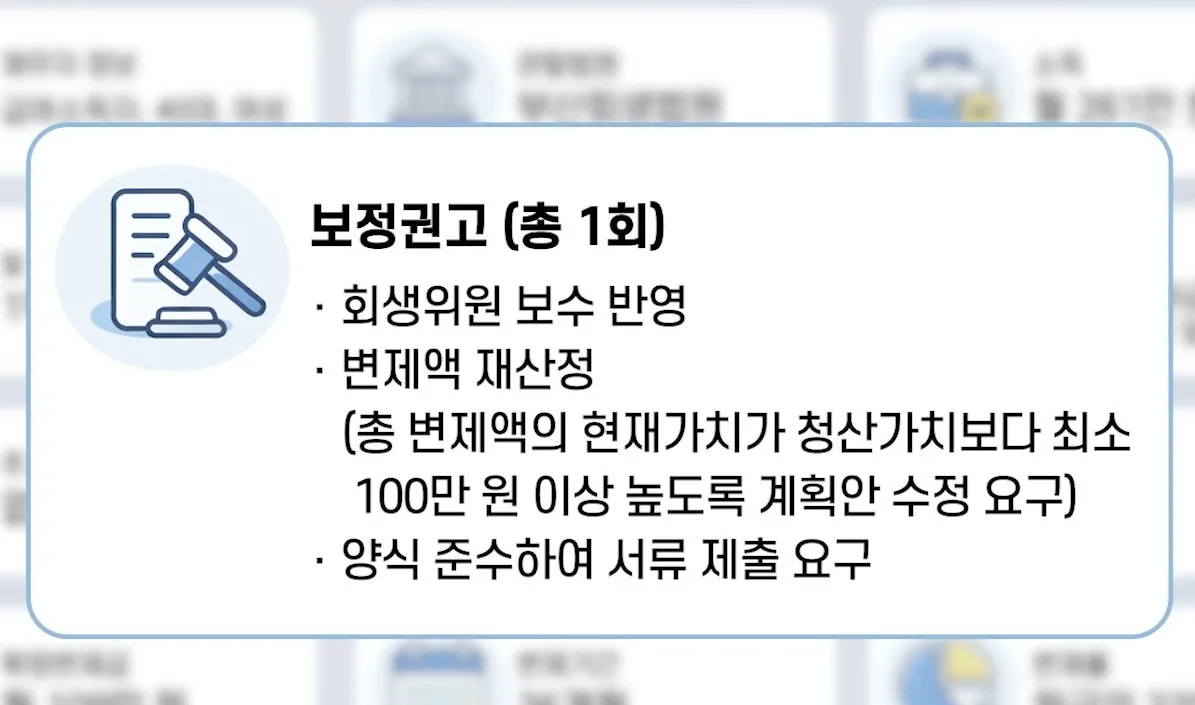 사업 운영비 대출 보정권고 자료 정리